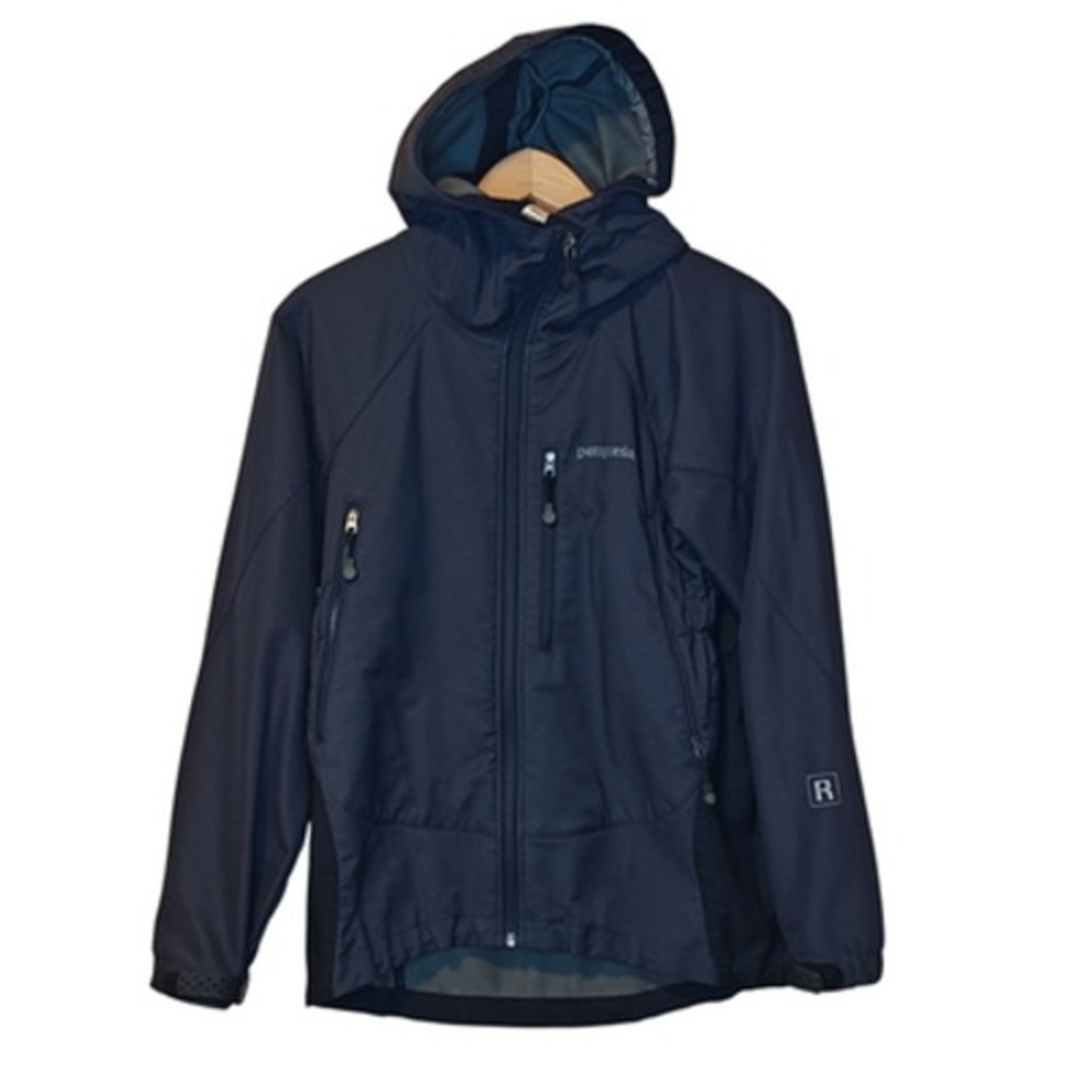 Patagonia Jacket Womens XS Navy‎ Blue Hooded Softshell Recco Ski Snow Rain Coat
